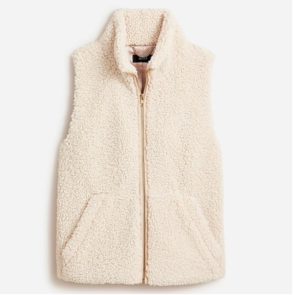 J.Crew Teddy Sherpa Vest in Ivory